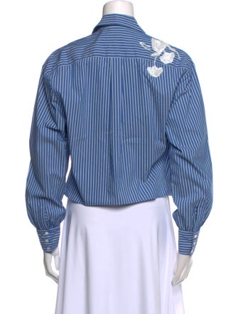 Cinq à Sept Striped Long Sleeve Button-Up Top