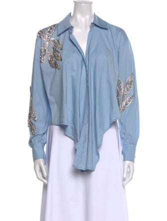 Cinq à Sept Printed V-Neck Blouse