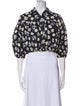 Cinq à Sept Floral Print Three-Quarter Sleeve Crop Top