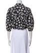 Cinq à Sept Floral Print Three-Quarter Sleeve Crop Top