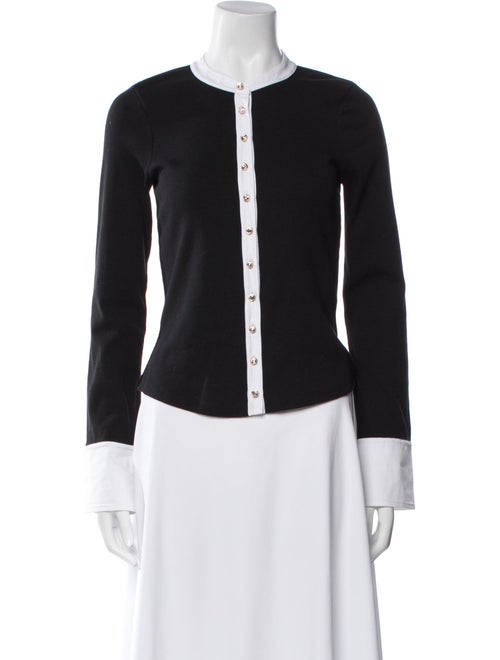 Cinq à Sept Crew Neck Long Sleeve Button-Up Top