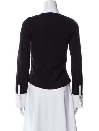 Cinq à Sept Crew Neck Long Sleeve Button-Up Top