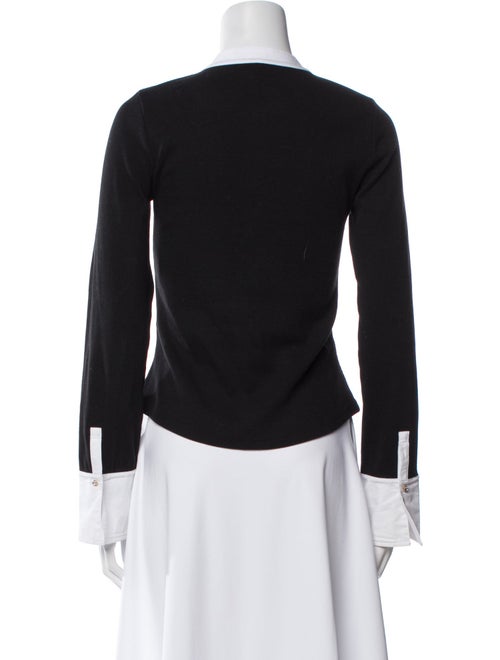 Cinq à Sept Crew Neck Long Sleeve Button-Up Top