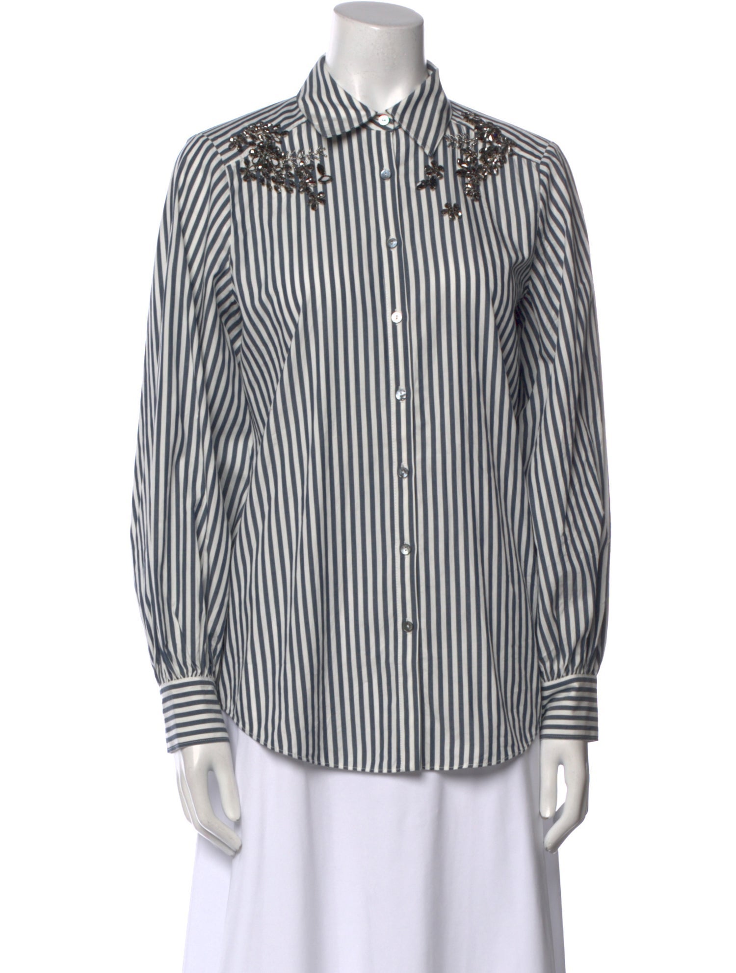 Cinq à Sept Striped Long Sleeve Button-Up Top w/ Tags