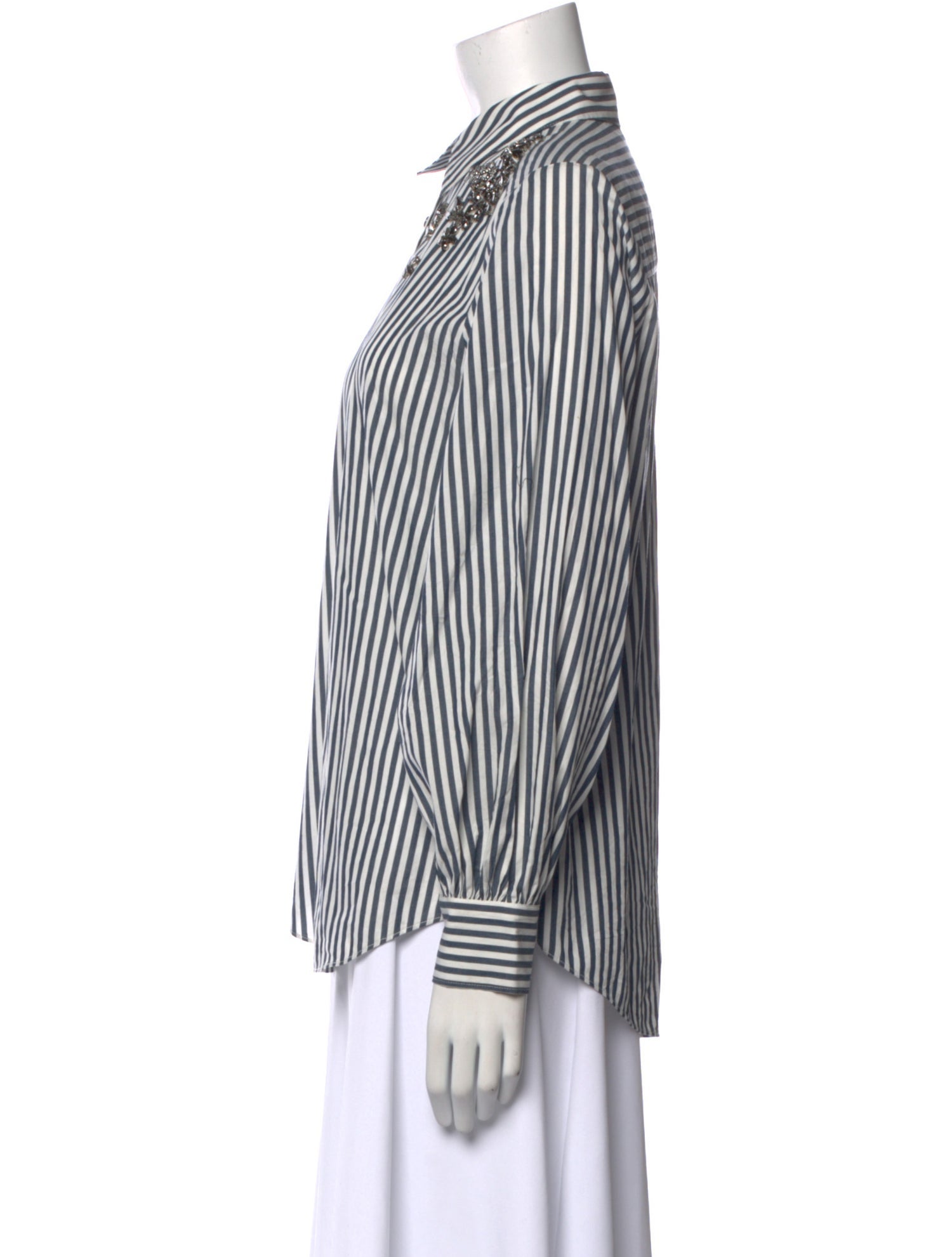 Cinq à Sept Striped Long Sleeve Button-Up Top w/ Tags