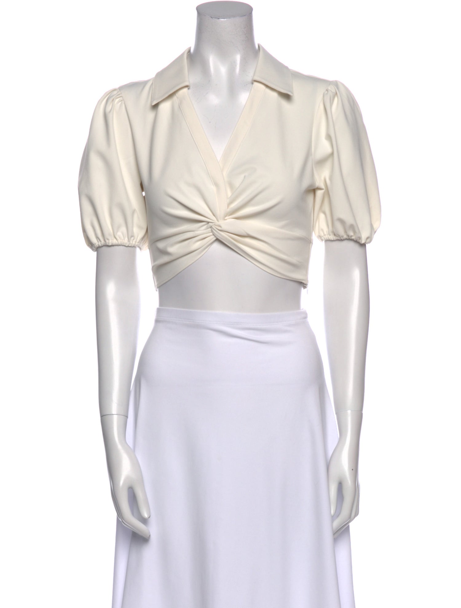 Cinq à Sept V-Neck Short Sleeve Crop Top