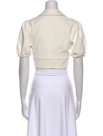 Cinq à Sept V-Neck Short Sleeve Crop Top