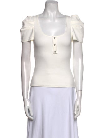 Cinq à Sept Square Neckline Short Sleeve Top