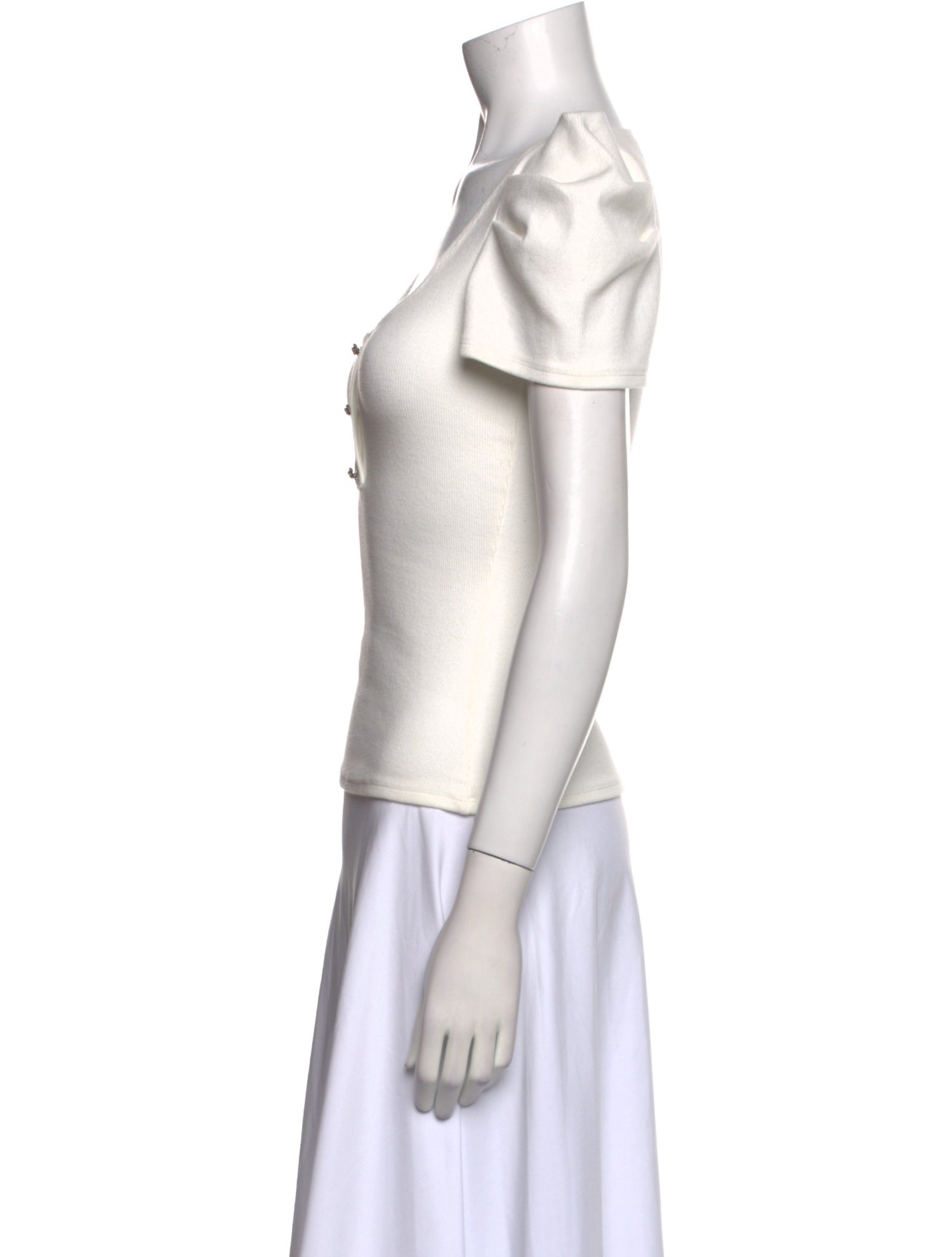 Cinq à Sept Square Neckline Short Sleeve Top