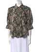 Cinq à Sept Floral Print Three-Quarter Sleeve Blouse