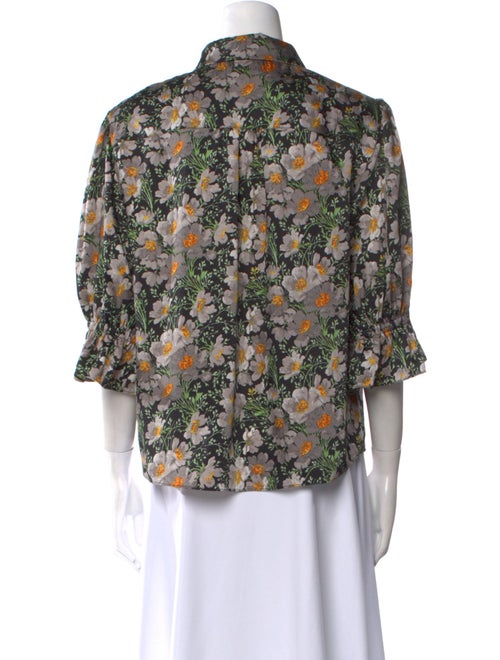Cinq à Sept Floral Print Three-Quarter Sleeve Blouse