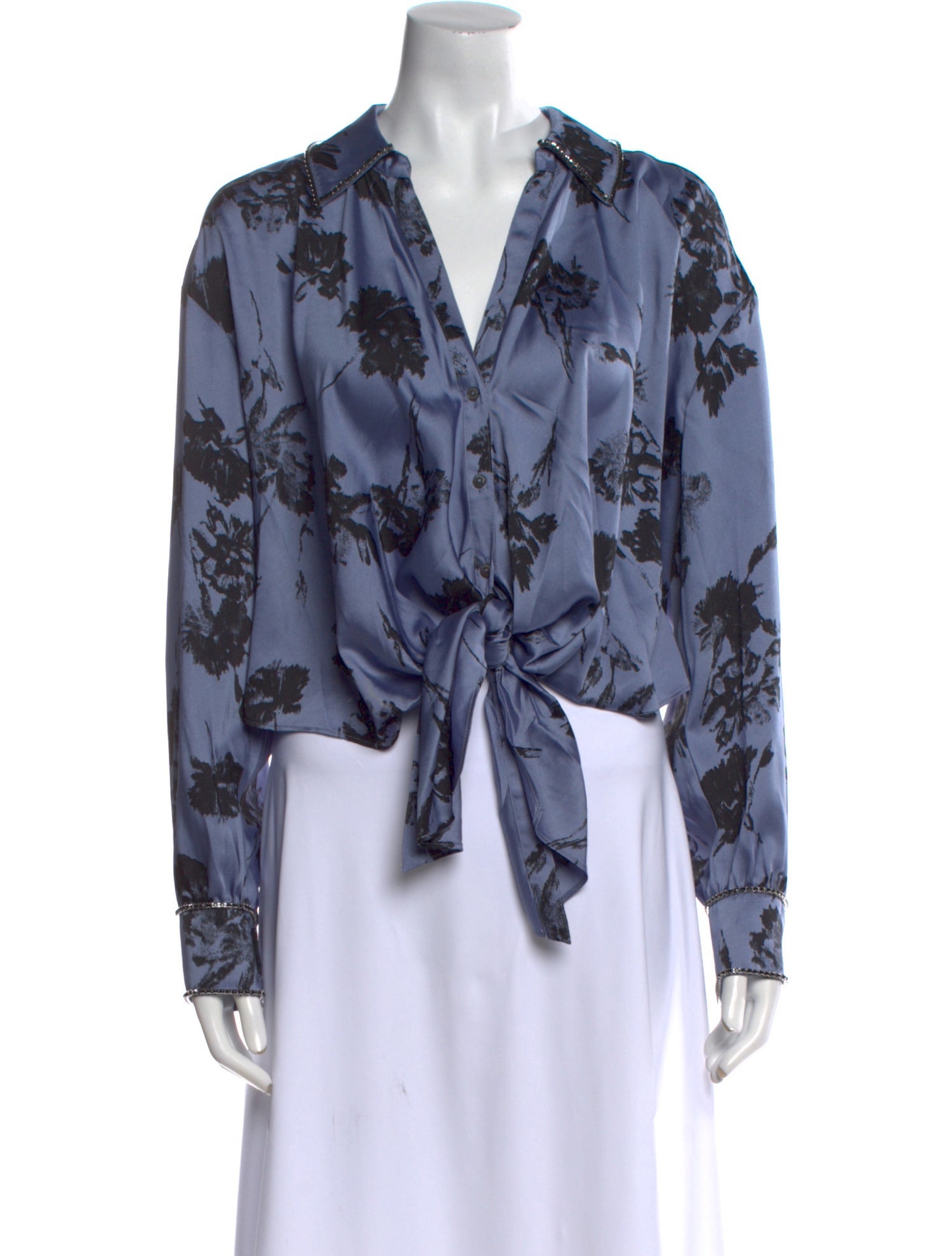 Cinq à Sept Floral Print V-Neck Blouse w/ Tags