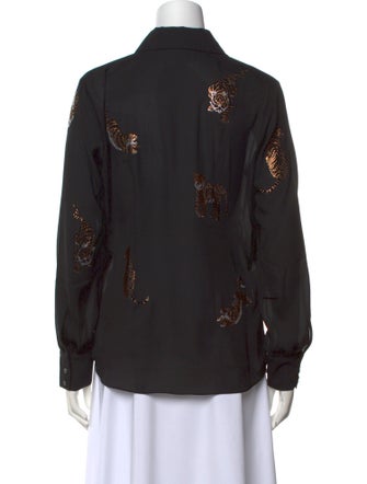 Cinq à Sept Printed Long Sleeve Button-Up Top