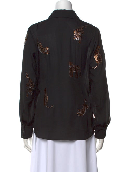 Cinq à Sept Printed Long Sleeve Button-Up Top