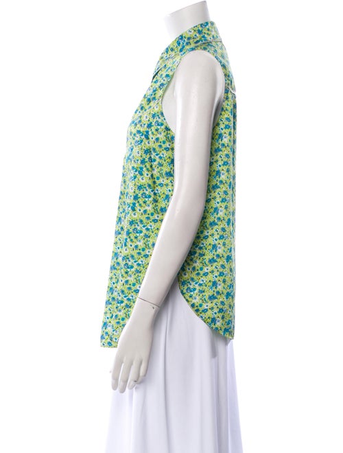 Cinq à Sept Floral Print Sleeveless Button-Up Top