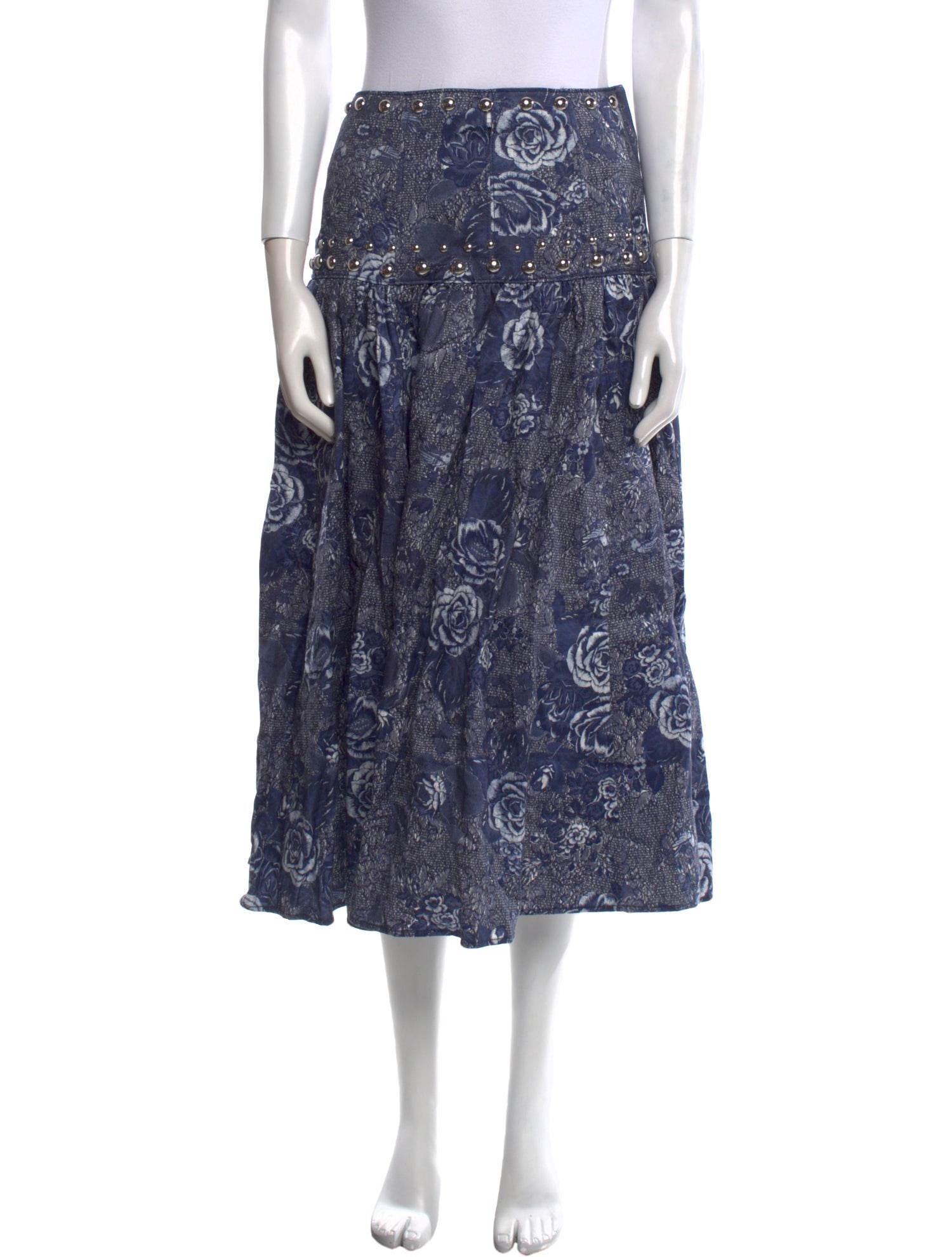 Cinq à Sept Floral Print Midi Length Skirt