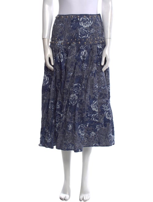 Cinq à Sept Floral Print Midi Length Skirt