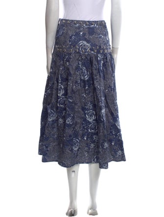 Cinq à Sept Floral Print Midi Length Skirt