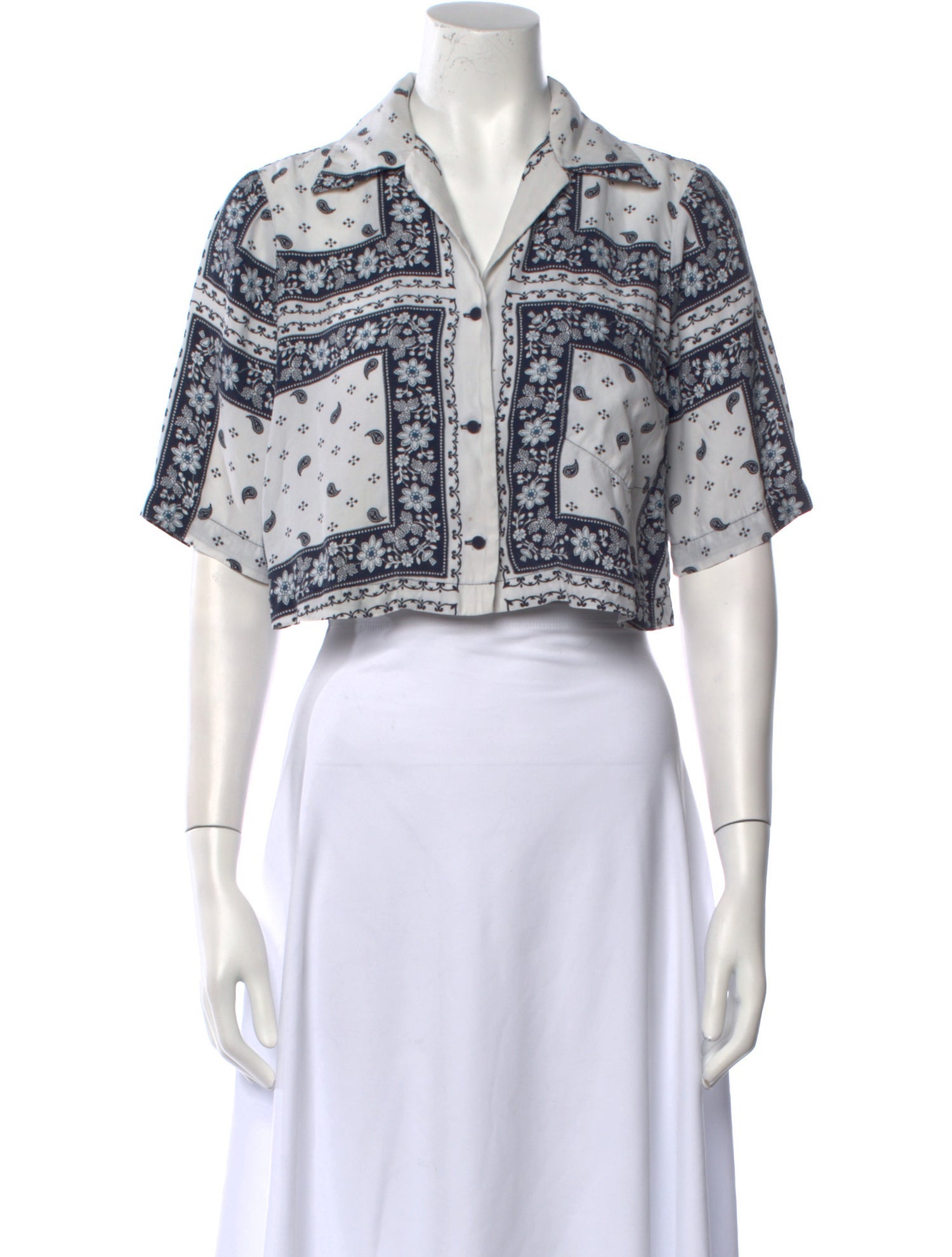 Cinq à Sept Silk Paisley Print Crop Top