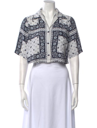 Cinq à Sept Silk Paisley Print Crop Top