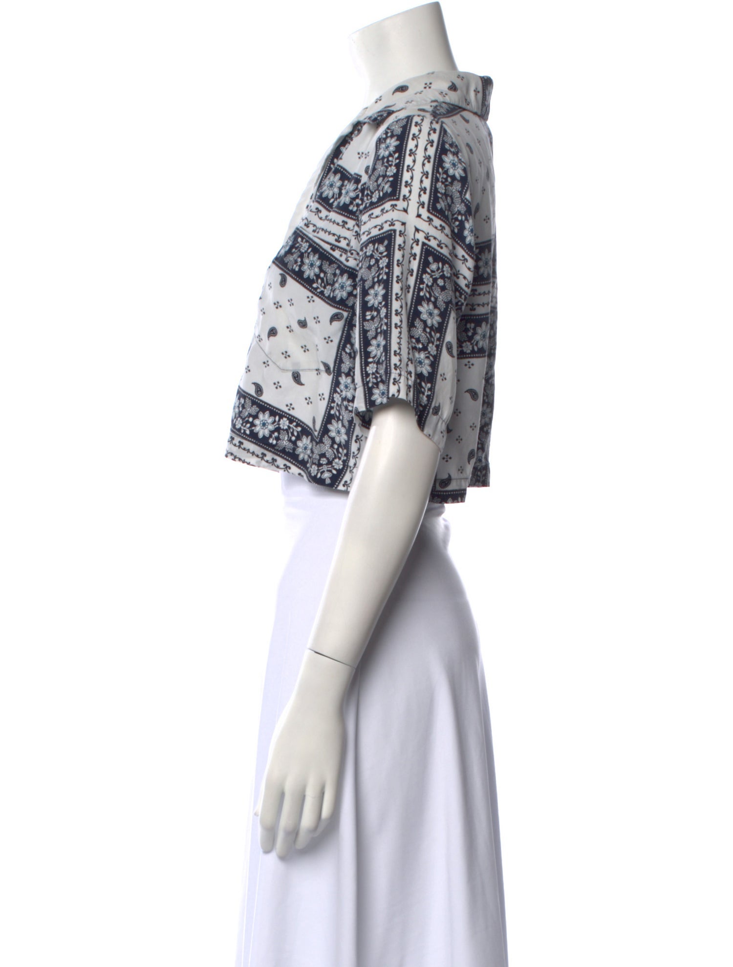 Cinq à Sept Silk Paisley Print Crop Top