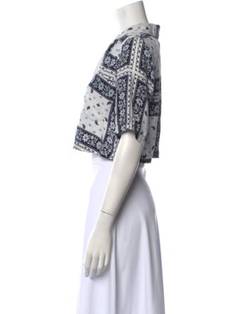 Cinq à Sept Silk Paisley Print Crop Top