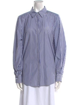 Cinq à Sept Striped Long Sleeve Button-Up Top