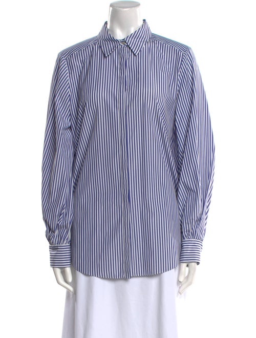 Cinq à Sept Striped Long Sleeve Button-Up Top