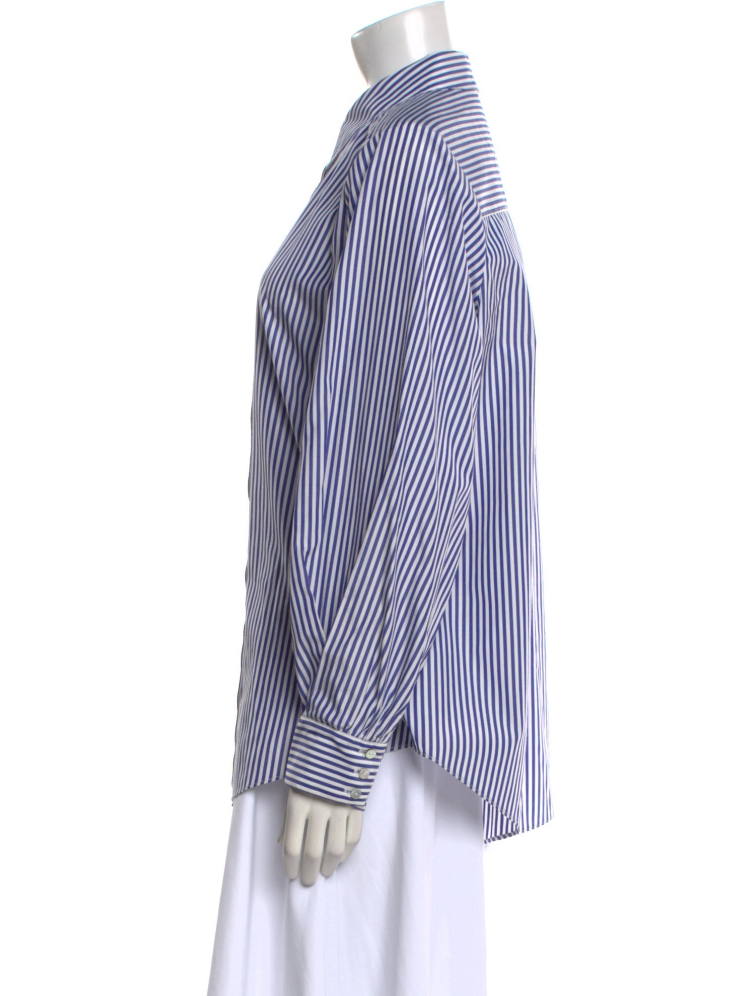 Cinq à Sept Striped Long Sleeve Button-Up Top
