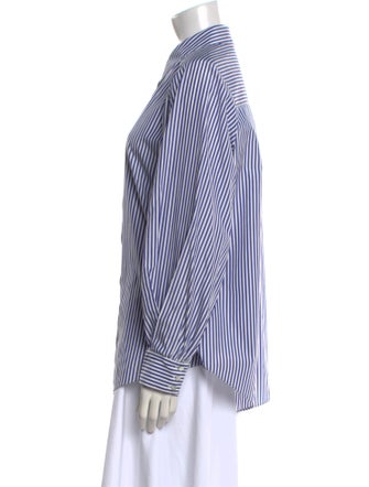 Cinq à Sept Striped Long Sleeve Button-Up Top