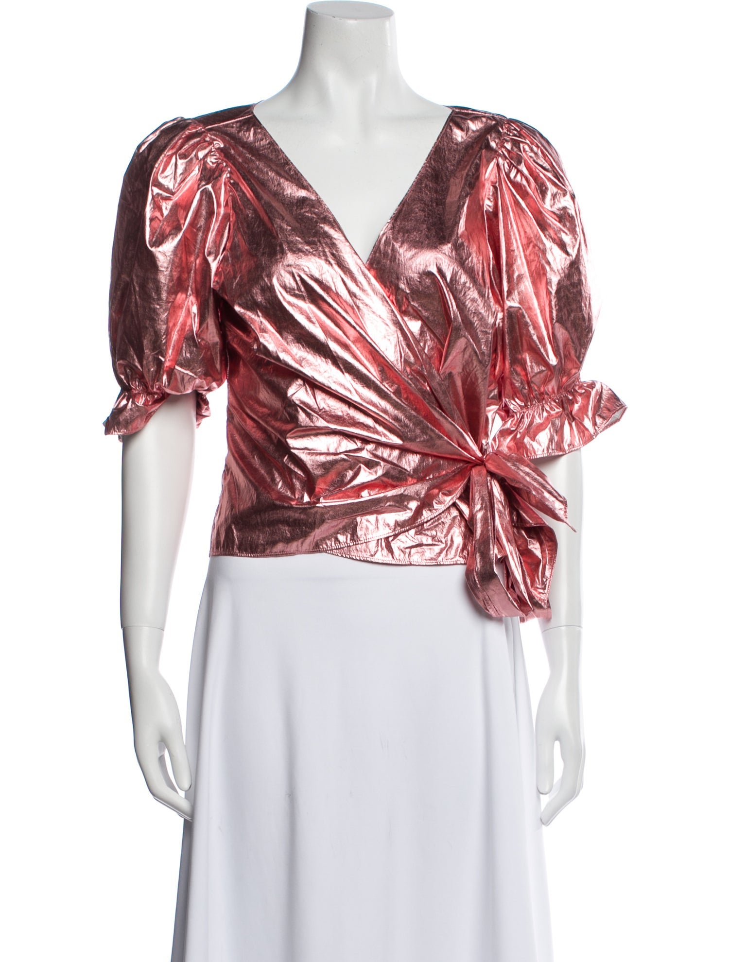 Cinq à Sept Printed V-Neck Crop Top