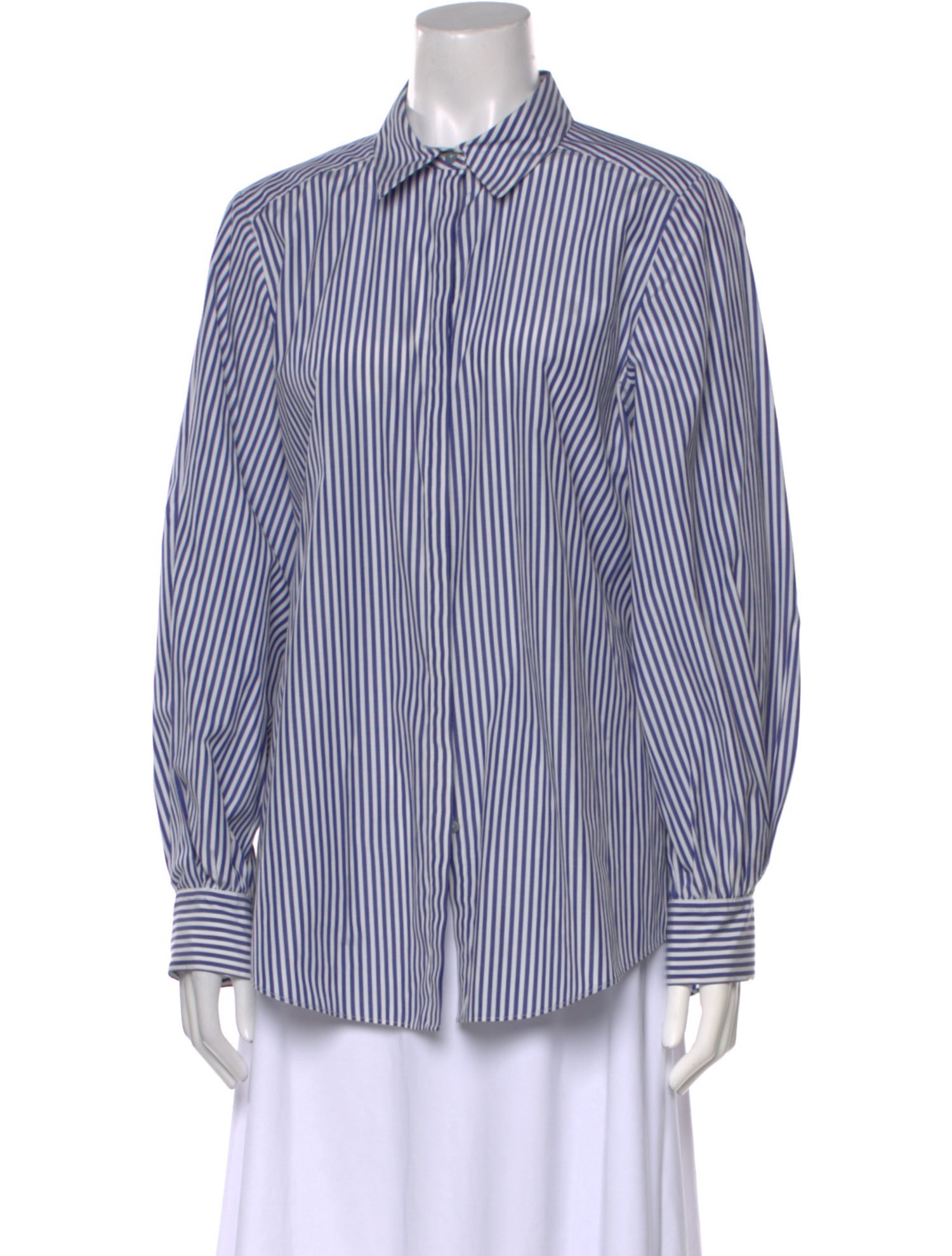 Cinq à Sept Striped Long Sleeve Button-Up Top