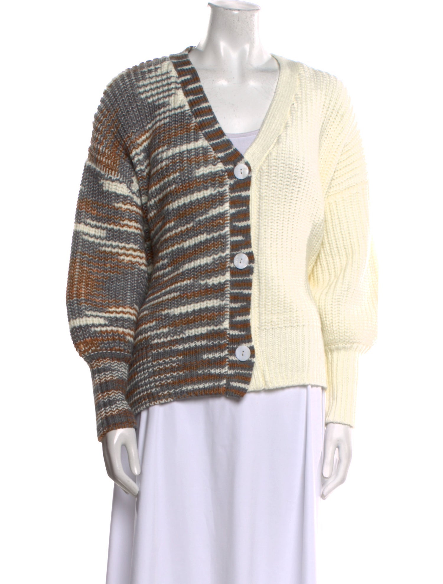 Cinq à Sept Striped V-Neck Sweater