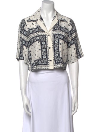 Cinq à Sept Silk Printed Crop Top