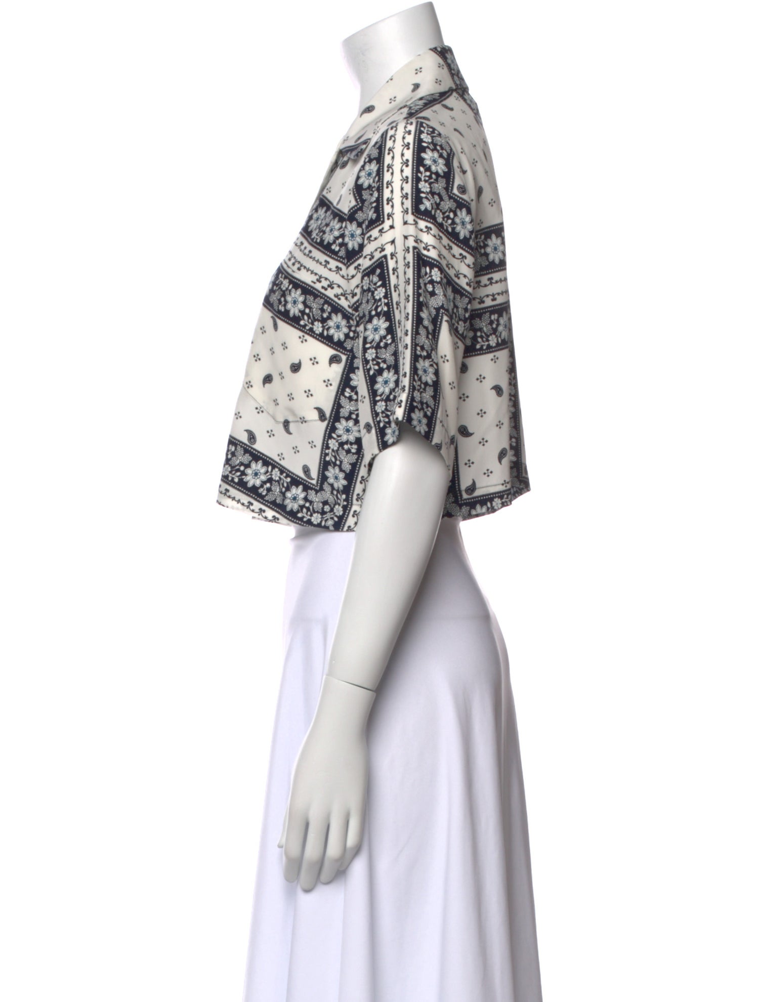 Cinq à Sept Silk Printed Crop Top