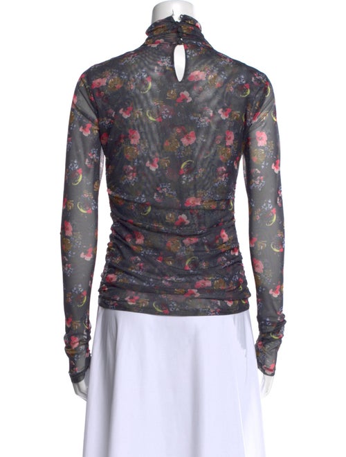 Cinq à Sept Floral Print Turtleneck Blouse