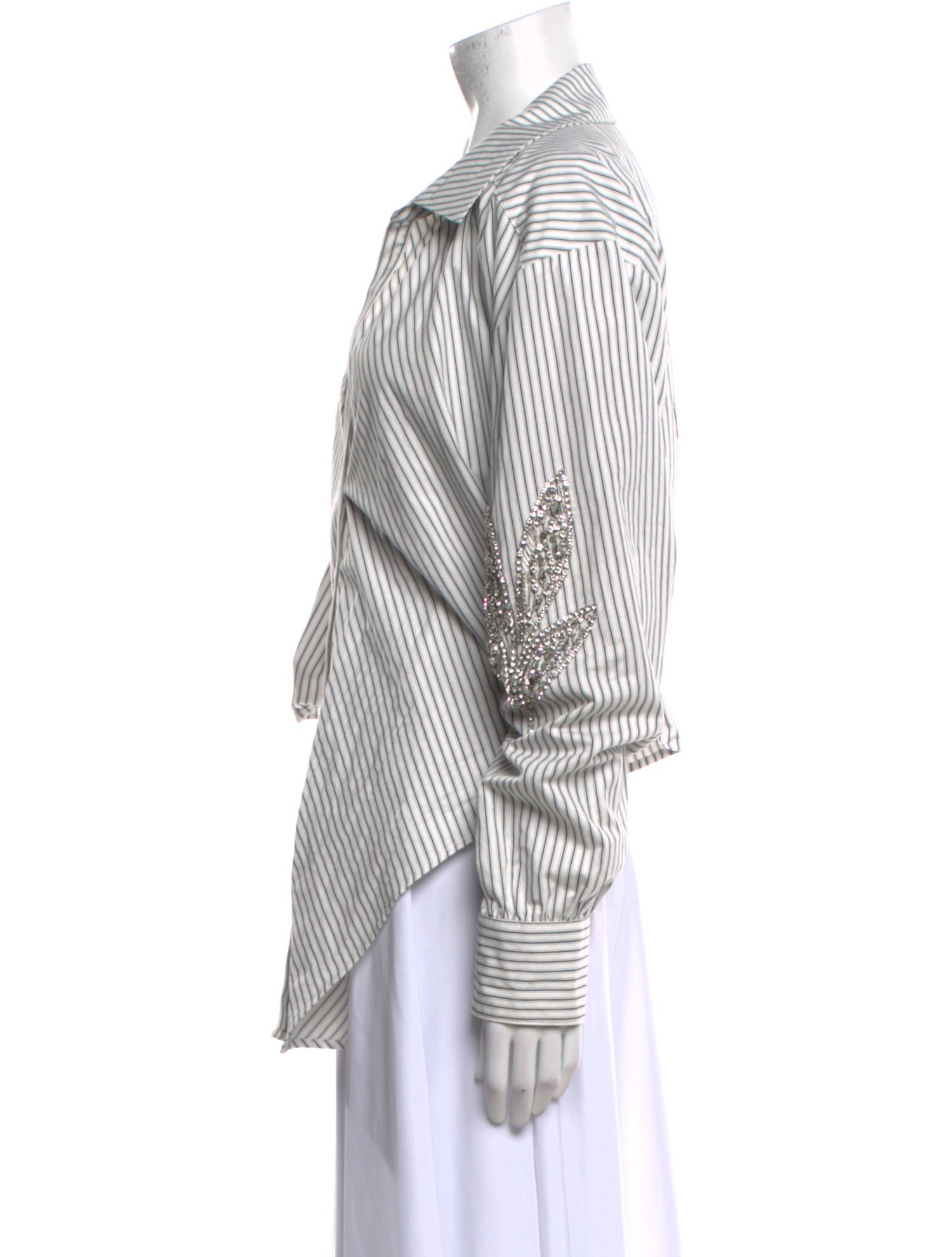 Cinq à Sept Striped Long Sleeve Button-Up Top