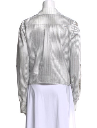 Cinq à Sept Striped Long Sleeve Button-Up Top