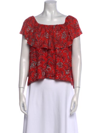 Cinq à Sept Silk Floral Print Crop Top