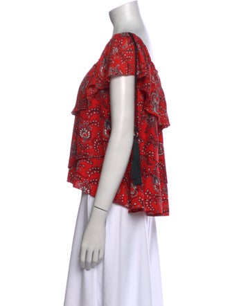 Cinq à Sept Silk Floral Print Crop Top