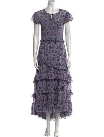 Cinq à Sept Floral Print Long Dress