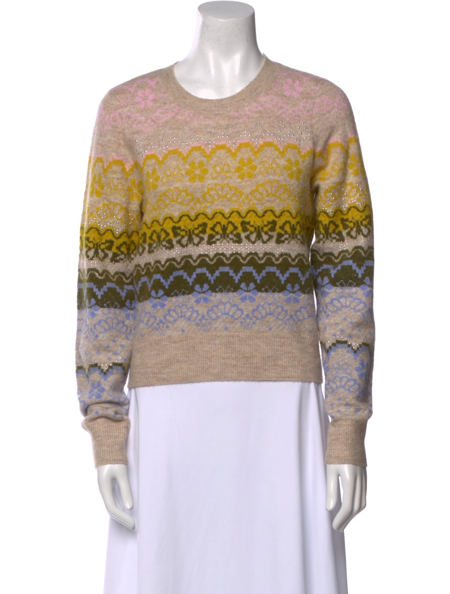 Cinq à Sept Striped Crew Neck Sweater