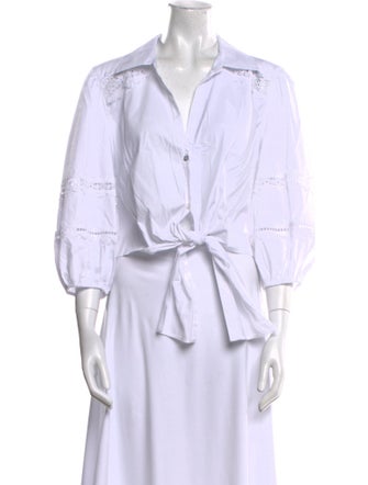 Cinq à Sept V-Neck Three-Quarter Sleeve Blouse