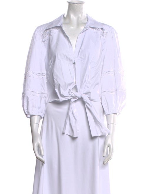 Cinq à Sept V-Neck Three-Quarter Sleeve Blouse