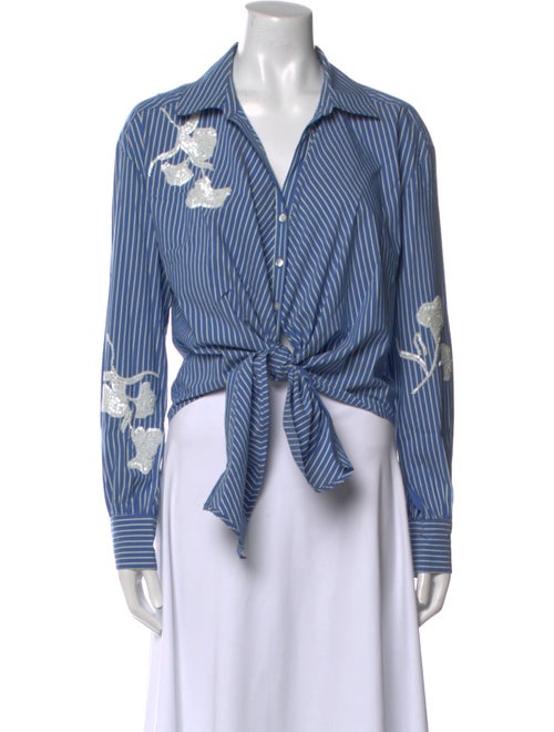 Cinq à Sept Striped Long Sleeve Button-Up Top