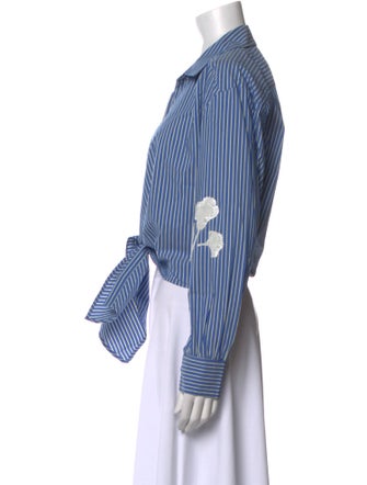 Cinq à Sept Striped Long Sleeve Button-Up Top