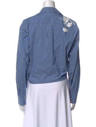 Cinq à Sept Striped Long Sleeve Button-Up Top