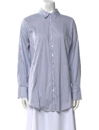 Cinq à Sept Striped Long Sleeve Button-Up Top