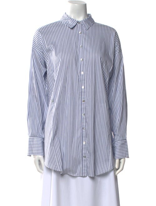 Cinq à Sept Striped Long Sleeve Button-Up Top