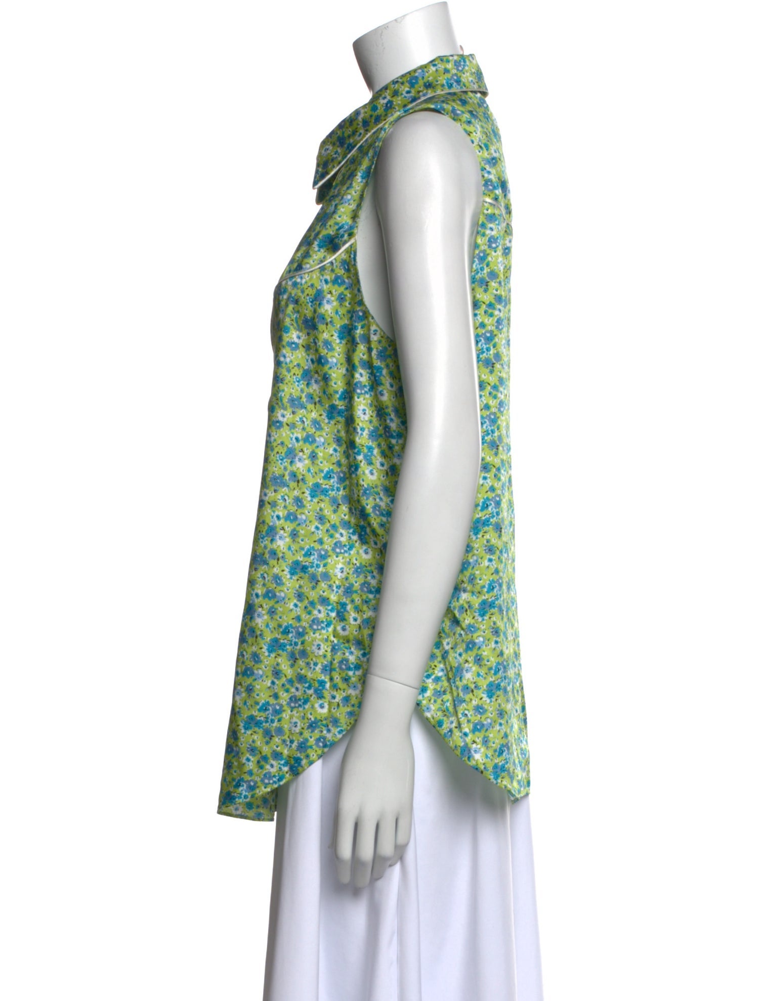 Cinq à Sept Floral Print Sleeveless Button-Up Top